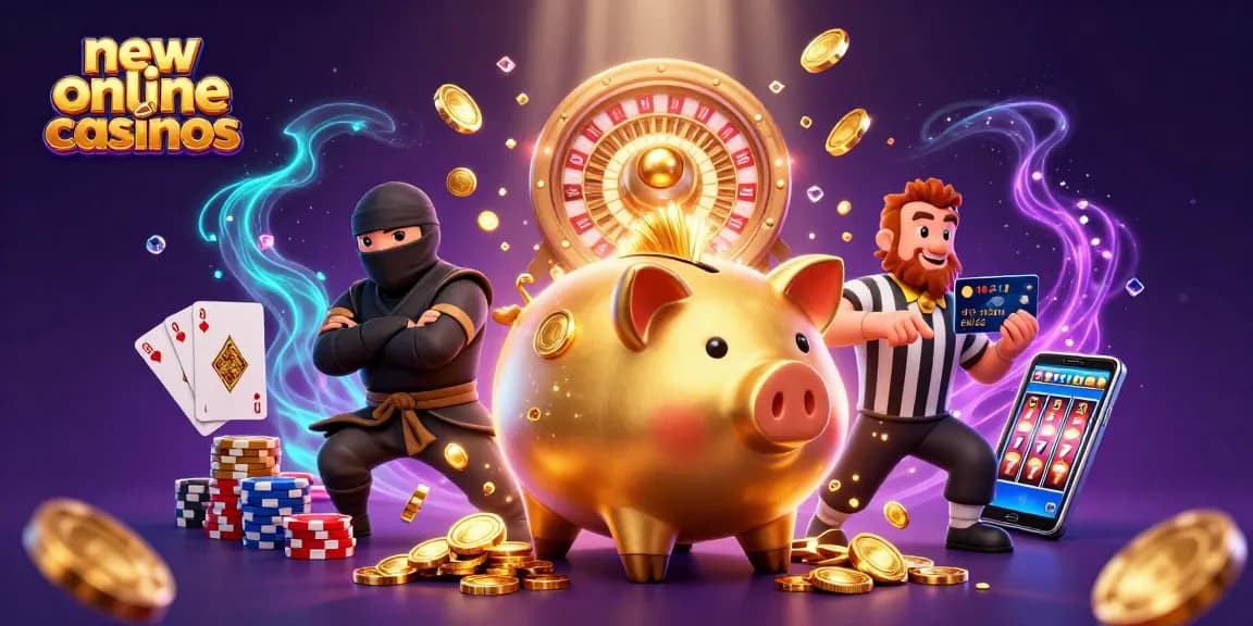 Experience the thrill of new online casinos with cascading coins and vibrant gaming elements.