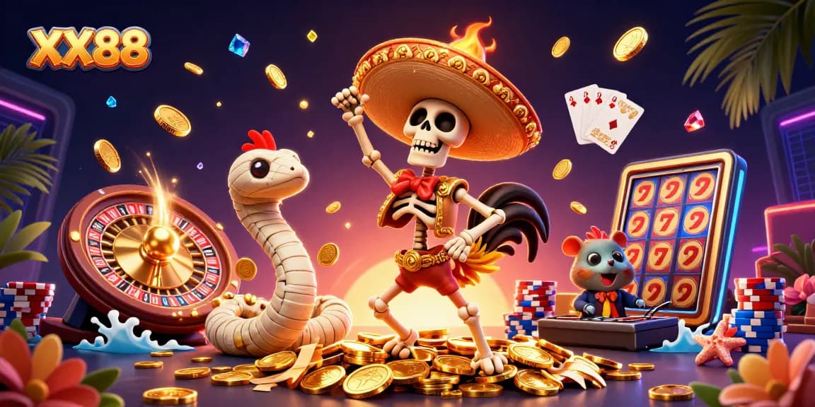 Engage in thrilling adventures with XX88's vibrant casino games featuring dazzling characters and animations.