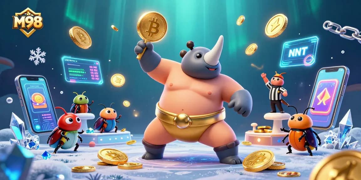 M98 players enjoy vibrant, engaging 3D casino action with cryptocurrency elements and fun game designs.