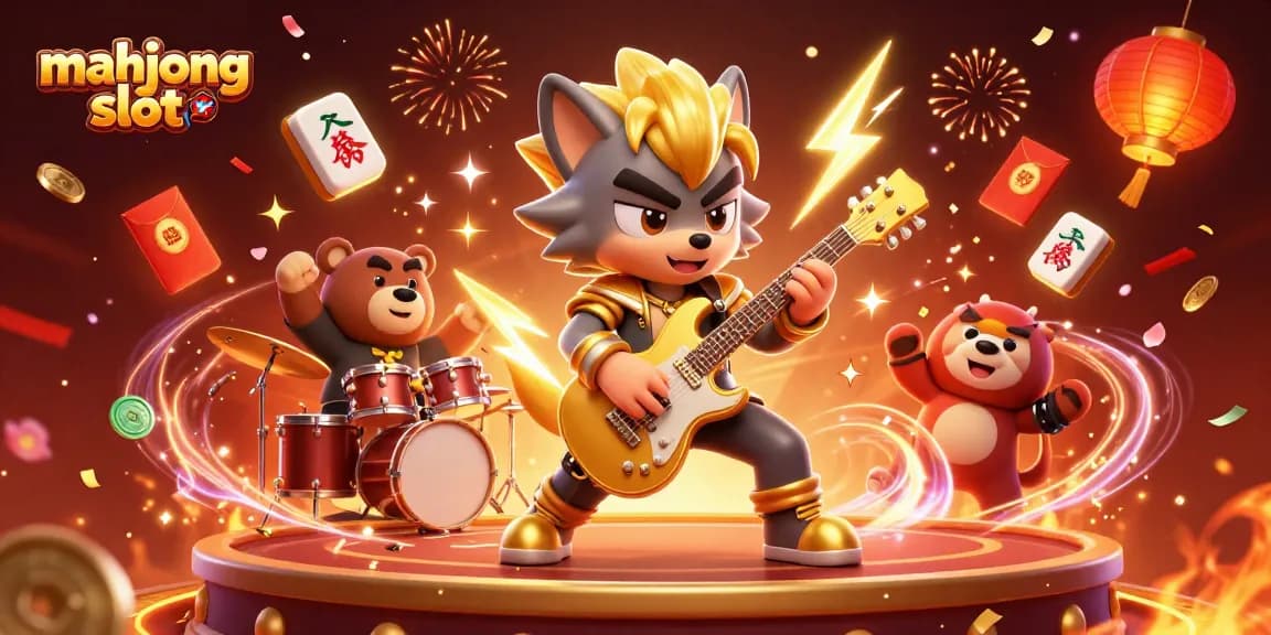 Experience thrilling gameplay with mahjong slot featuring action-packed 3D characters in a vibrant casino scene.