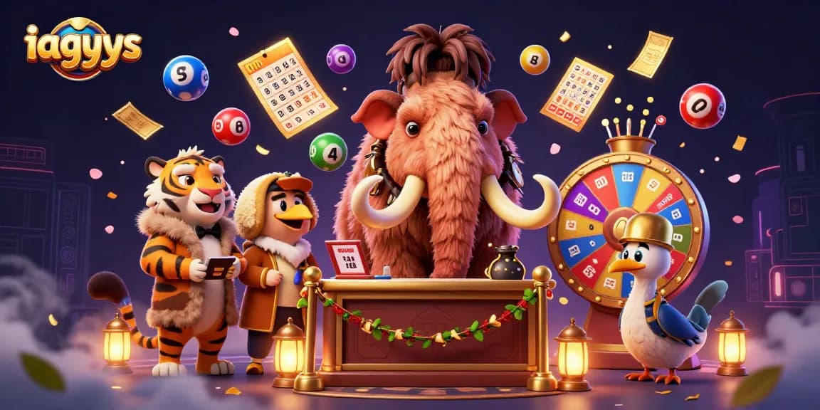 Check IDs at iagyys with the vibrant 3D casino scene featuring dynamic lottery elements.