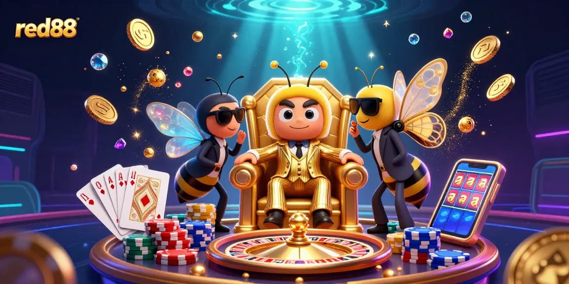 Play exciting games at red88 with vibrant visuals, featuring unique characters and dynamic casino elements.