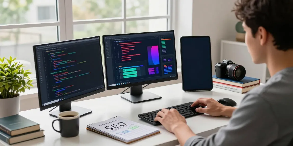 SEO specialist analyzing instant indexing data in a digital workspace