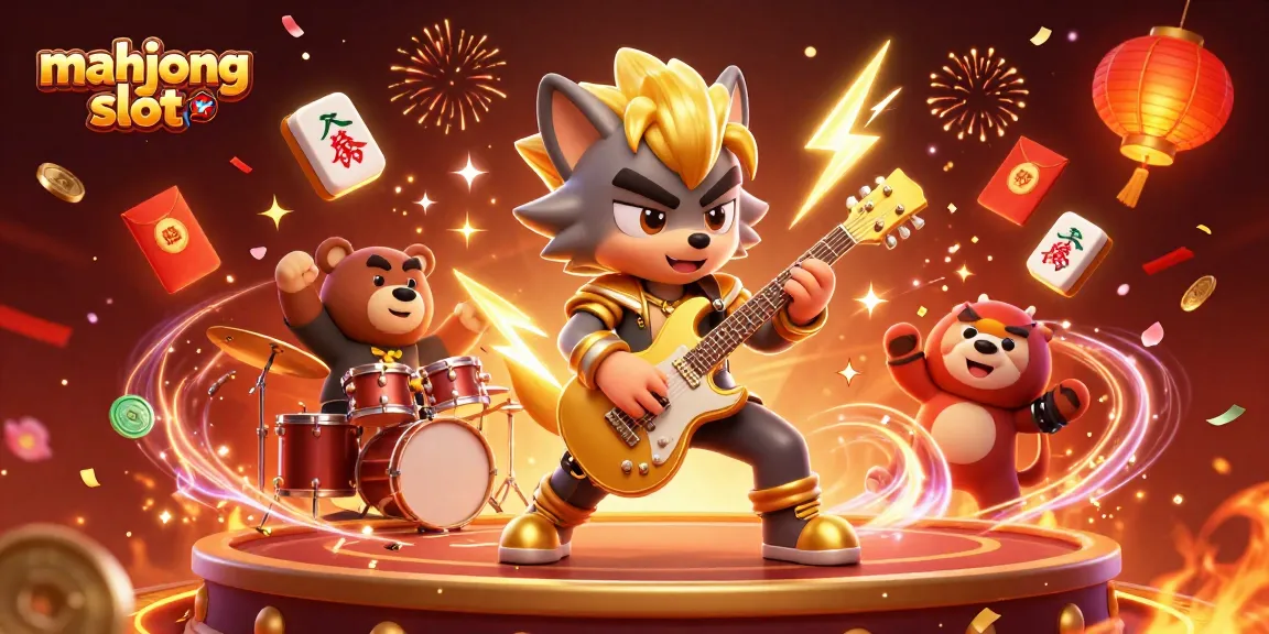 Experience thrilling gameplay with mahjong slot featuring action-packed 3D characters in a vibrant casino scene.
