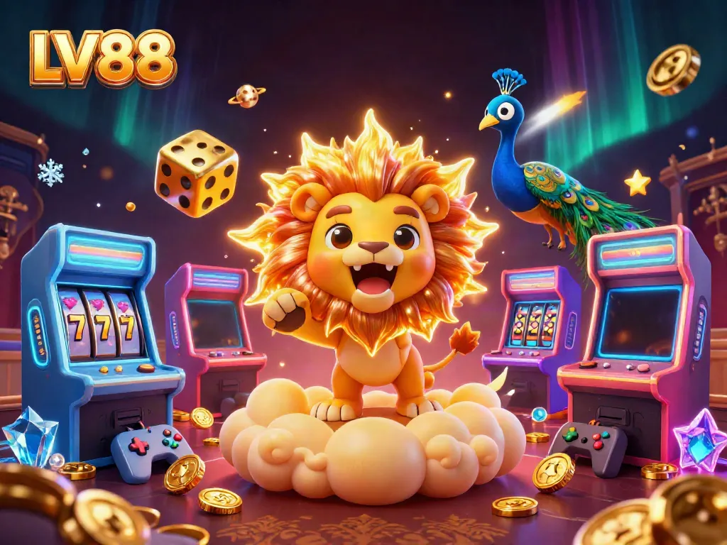 Experience LV88's vibrant casino scene with energetic characters and exciting game elements.