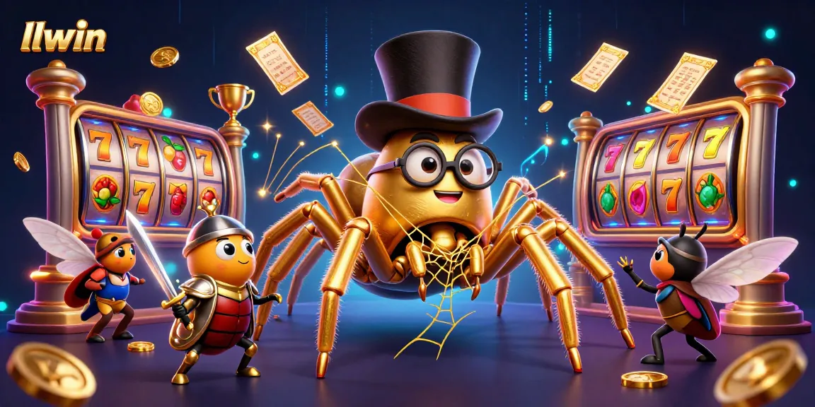 Experience thrilling gameplay at llwin with a magical golden tarantula, beetle knight, and vibrant casino elements.