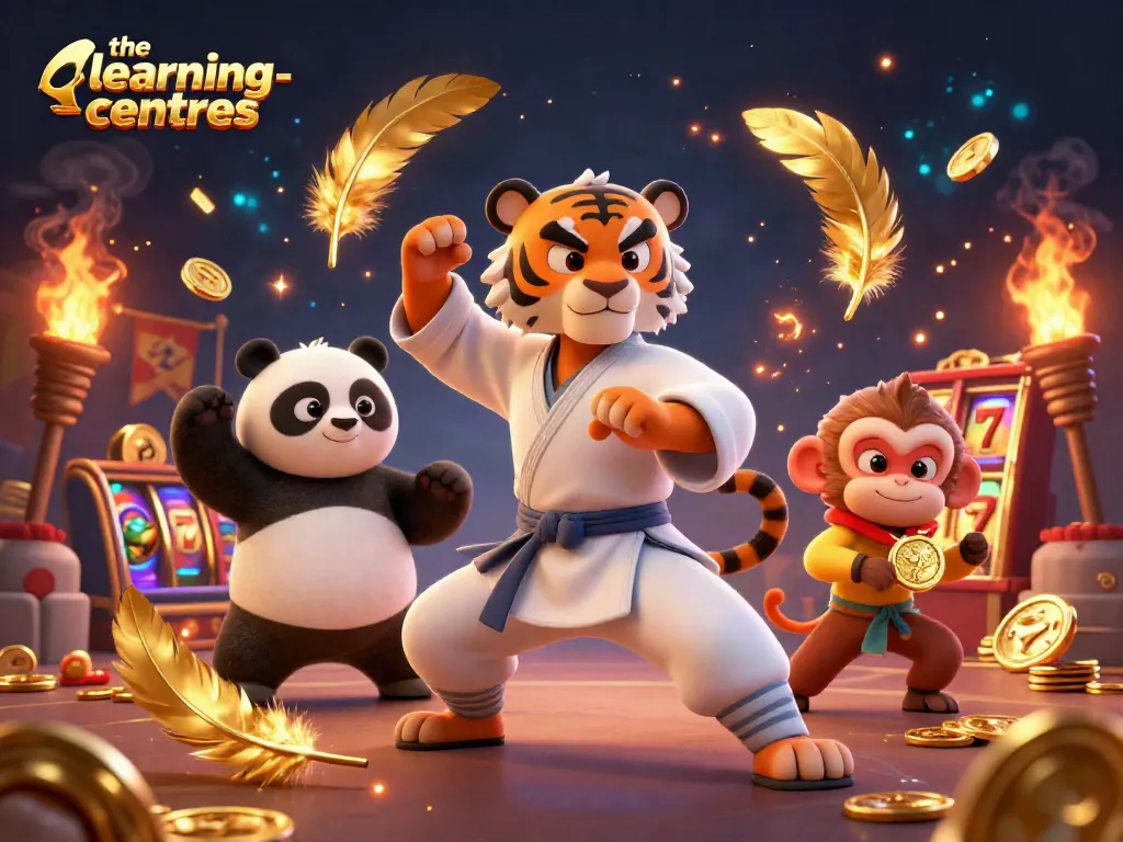 Engaging the-learning-centres in a lively casino scene with iconic characters and slot symbols.