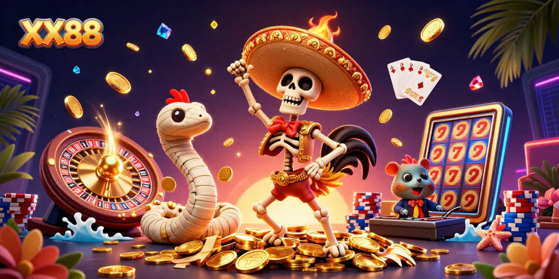 Engage in thrilling adventures with XX88's vibrant casino games featuring dazzling characters and animations.