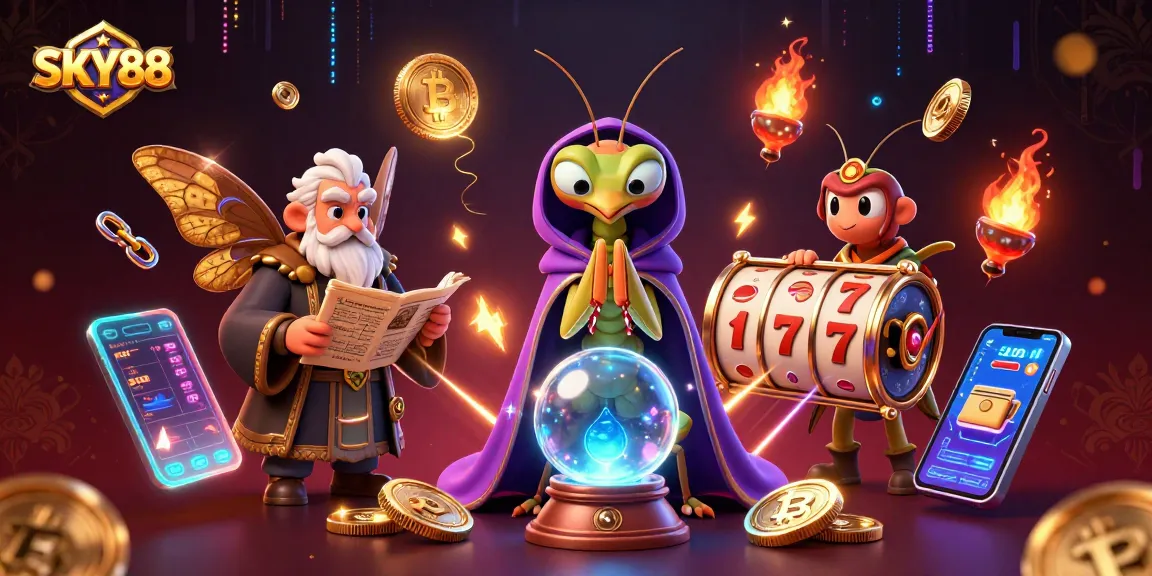 Engage with SKY88's vibrant casino experience through this dynamic illustration of a fortune teller.